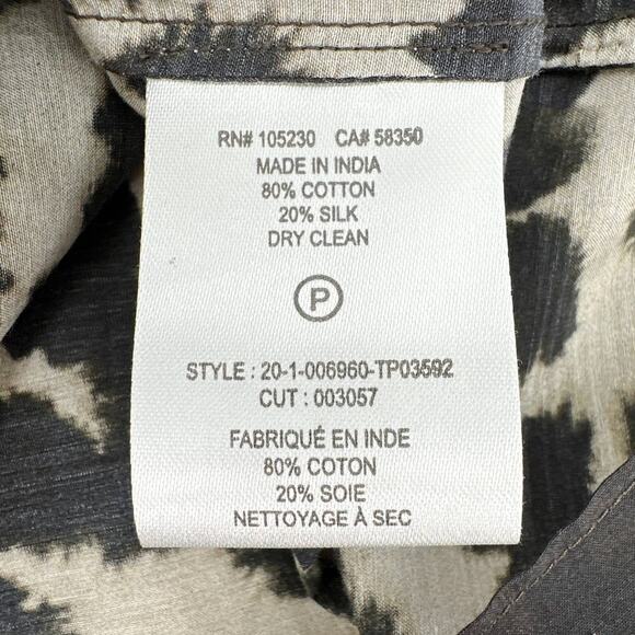 CURRENT ELLIOTT Annabelle Blouse In Khaki Inky Leopard Print XS - Picture 5 of 9